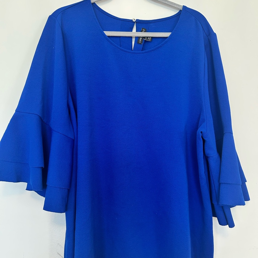 Lane Bryant Royal Blue Ruffle Sleeve Blouse